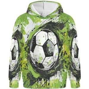 KAAVIYO Cartoon Voetbal Doodle Hoodies Atletische Hoodies Leuke 3D Print Sweatshirts voor Meisjes Jongens, Patroon, M