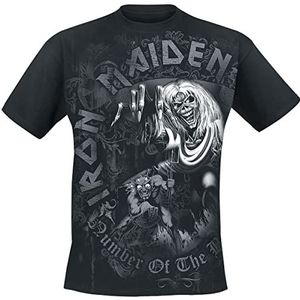Iron Maiden Number Of The Beast Grey Tone T-shirt zwart XL 100% katoen Band merch, Bands