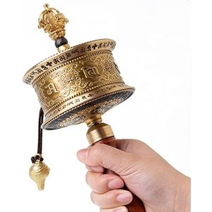 LYVQZPWLRTibetaanse overdracht, Boeddhistisch schriftwiel, koperen handgebedswiel Tibetaans boeddhistisch gebedswiel