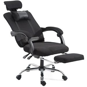 Bureaustoel Office Fauteuil Stoel Executive Hoge rugleuning Stoel Computer Werkstoel Rugleuning Leunende functie Ergonomisch met voetensteun Computerstoel (Color : Black)