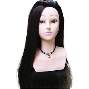 Mannequin hoofd poppenhoofd schouder dummy model gevlochten haarplaat haar krultang kappershoofd echt(Corn silk 05)