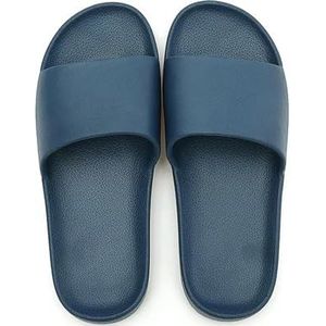 Mode Effen Beknopte Zomer Thuis Slippers Vrouwen Platte Lichtgewicht Indoor Badkamer Slippers Mannen Koppels Slides, Marineblauw, 40-41