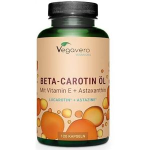 Vegavero Bèta-caroteen bruinings capsules | met astaxanthine + vitamine E | Eersteklas grondstoffen: Lucarotin® + AstaZine® | Geen gelatine | Laboratorium getest | Zonder toevoegingen