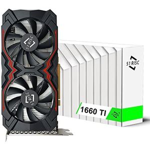 51RISC GeForce GTX 1660 Ti grafische kaart, 6 GB GDDR6 192bit videokaart voor gaming GPU PCIe 3.0 x16 DP HDMI DVI 1080P 2K game-pc-kaart 1660ti 4K 8K-scherm (GTX 1660 Ti - rood)