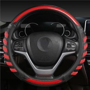 Stuurhoes Auto Stuurhoes 38CM Antislip Slijtvast Zweet Absorberend Mode Sport Stuurhoes Stuurhoes van leer(Rood)