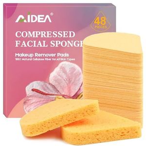 NUZBCPETR 96-pack gecomprimeerde sponzen, wegwerpsponzen for het gezicht, reinigingspads for het gezicht, 100% natuurlijke cosmetische spa-sponzen van cellulose(Triangle-48 Count)