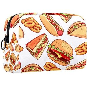 Cosmetische tas voor dames,kleine make-uptas voor portemonnee,Broodje Hot Dog Burger,Cosmetische reistas,make-uptasje