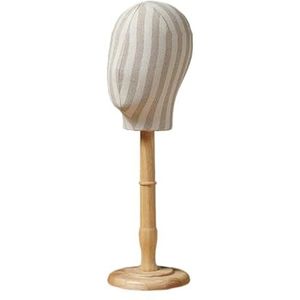 SAYEYBU Mannequin Manikin Head Hat Rack, Freestanding Professional Wooden Base Wig Stand Holder Hat Display Stand for Props Shop, Detachable Wood Stand,Natural,D