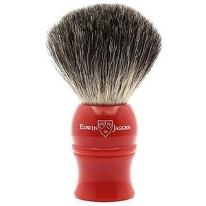 Edwin Jagger 1EJ331 Klassieke Pure Dassenhaar Handgemaakte Exfoliërende Scheerborstel voor Kwaliteit Schuim met Scheercrème of Scheerzeep voor Mannen en Vrouwen (Rood)