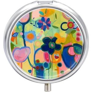 Heldere lichtgele ronde pillendoos 3 compartimenten geneeskunde pillenorganisator met spiegel reizen kleine pillenetui schattige vitamine organizer draagbare dagelijkse pillencontainer voor zak