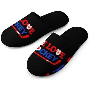 We Love Hockey Dames Katoenen Slippers Indoor Home Slippers Wasbare Slippers voor Vrouwen