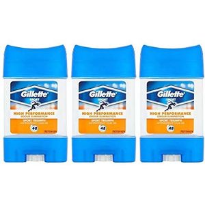3 x GILLETTE SPORT TRIUMPH ANTIPERSPIRANT DEODORANT CLEAR GEL STICK 70ML