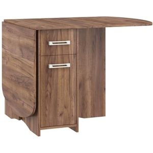 Homlando Uitschuiftafel HOMI Mini 10, 160 x 80 x 75 cm, klaptafel, keukentafel, eettafel, ovaal, tafel met kast en laden (Craft Tobaco)