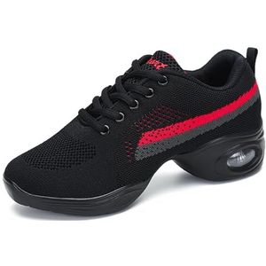 Hiuzylqx Ademende dansschoenen voor dames, veterschoenen voor jazztraining met luchtkussen, gespleten zool en platform atletische wandeldansschoenen,C,34 EU