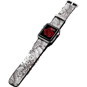 Kunstlederen horlogeband, Chinese nationale totemstijl voor IWatch8/7/6/5, compatibel met horloge 38mm 40mm 41mm 42mm 44mm 45mm 49mm - Trendy voor jongens en meisjes, 42/44/45/49mm, agaat