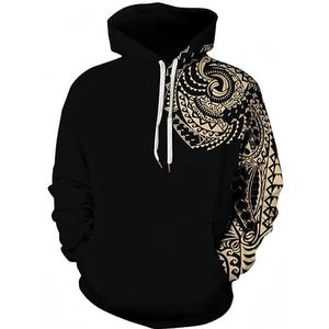 Ocean Plus Herentrui met Capuchon en Lange Mouwen Wolf Tiger Hoodie met Capuchon (L/XL (Borstomvang: 114-134CM), Gouden linkerarm)