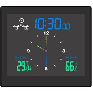 TS-WP10 5 inch digitale weerstation elektronische thermometer IP65 waterdichte temperatuur-vochtigheidsmeter monitormeter thuisklok,Nauwkeurig voorspellen(Nero)