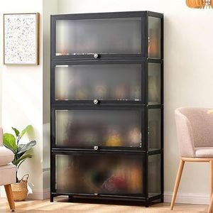 Vitrinekast, 1-5 Tier Glas Display kabinet boekenplank, opbergkast, Curio kabinet, vloer staande boek plank, opbergkast, speelgoed vitrine, voor woonkamer, thuis, slaapkamer(70x32x140cm)