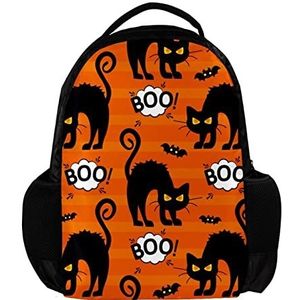 Rugzak voor vrouwen en man, School reizen werk Rugzak Halloween Boo Cat Orange, Meerkleurig, 27.5x13x40cm, Rugzak Rugzakken