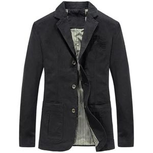 Pegsmio Mannen Lente Herfst Militaire Jas Blazer Jas Katoen Gewassen Cargo Bovenkleding, Zwart, XL