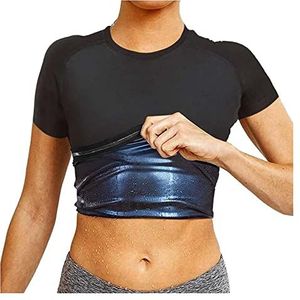 Sauna Vest Korset Taille Trainer Body Top Shapewear Afslanken T-shirt Korte Mouw Trainingsaccessoires Pak Tummy Control Mannen Warmteopvang T-shirt For Heren Dames Body Shaper (Color : Women, Size :