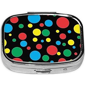 Mini vierkante pillendoos, medicijnorganizer, Twister Polka Dots draagbare EHBO-doos, reispillendoos met 2 vakken, kleine pillendoos voor zak of portemonnee