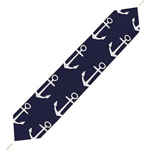 Nautical marineblauwe anker tafelloper kort pluche tafelkleed linnen decoratieve tafelkleed voor feest bruiloft decor 200 x 33 cm