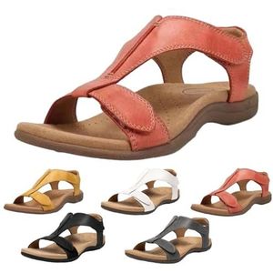 Orthopedische Sandalen Voor Dames, Platte Sandalen Voor Dames, Orthopedische Steunzolen, Instappers Met Open Teen (39,Rood)