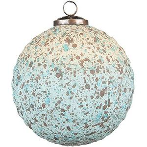 Clayre & Eef Kerstbal Ø 15 cm Turquoise Beige Glas Metaal Kerstboomversiering