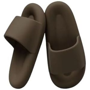UBOHUZ Vrouwen Zachte Slippers Lichtgewicht Open Teen Antislip EVA Sandalen Indoor Outdoor Sneldrogende Badkamer Schoenen Voor Badkamer, Zwembad, Bruin, 40-41