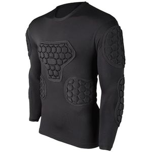 Voetbal Gewatteerd Shirt, Duurzaam Zwart Voetbalpak Met Lange Mouwen, Comfortabel Voetbal Gewatteerd Shirt Voor Voetbal, Basketbal, Paintball, Volwassenen En Kinderen