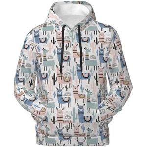 KLJnmbb Lama Alpaca Cactus Print Heren Hoodie Voor Winter Herfst En Lente Casual Wear Trui Zacht En Comfortabel, Zwart, S
