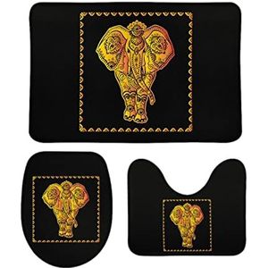 Bohemian olifant badkamer tapijten set 3 stuks antislip badmatten wasbare douchematten vloermat sets 50 cm x 80 cm