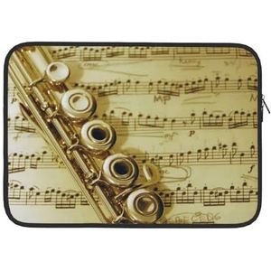 Fluit Muziek Gedrukt Laptop Sleeve Bag Duurzaam Laptop Case Computer Draagtas Beschermhoes 15 Inch