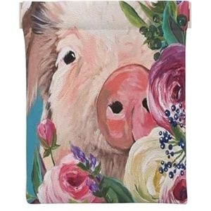 Portemonnee Portemonnee Coin Pouch Corgi Opbergtas Draagbare Squeeze Top Lederen Geld Portemonnees Tas voor Vrouwen Mannen Kids, Schilderij Bloem Var, Eén maat, Munt Pouch