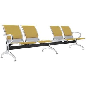 FBasic Bank 5-zits staal 299x71x78H zilver voor wachtkamer | voor montage: 5 stoelen + tafel | Met zitkussen en rugleuning SENAPE | Bank met armleuningen