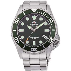 Orient Analoog automatisch horloge met roestvrijstalen armband RA-AC0K02E10B, zilver-groen., armband