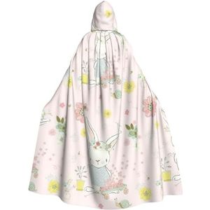 WURTON Halloween Kerstfeest Tuin Bunny Print Volwassen Hooded Mantel Prachtige Unisex Cosplay Mantel