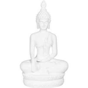 BigBuy Home Decoratieve figuur Boeddha wit 24 x 14,2 x 41 cm