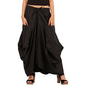 Sarjana Handicrafts Afghani Etnische dames katoenen effen geplooide hippie rok, bruin, Zwart, One size