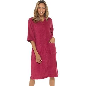Undercover Damesbadjas van 100% katoen met ritssluiting en Terry-badstof, Wijn, 44-46
