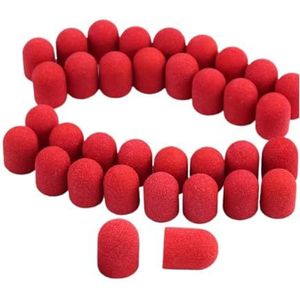 Zandmanicure- en pedicuregereedschap, Pak van 50 rode nagelboor schuurdoppen in verschillende maten(120 Grit (13-19mm))