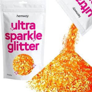 Hemway | Ultra Sparkle Glitter Chunky 1/40 ""0.025"" 0.6mm - (fluorescerend oranje) cosmetische kluis, ambachten, bruiloften, decoraties, kunst, schoonheid - 100 g