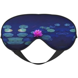 Helder roze lotus afdrukken zacht oogmasker, dubbelzijdige zachte oogbedekking voor slaap, reizen, yoga, verstelbare riem, blokkeert licht