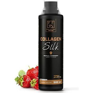 FFB Collageen Silk 500 ml/collageenhydrolysaat als collageendrank met aardbeiensmaak/collageenpeptide als anti-aging complex/collageenvloeistof als beauty-drank met vitamine C, zink & biotine