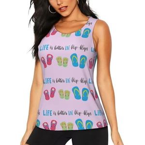 Flip Flops Kalligrafie Strand Schoenen Print Zomer Atletische Gym Activiteit Tank Tops Running Wandelen Casual Wear Blijf Koel Droog, Zwart, S