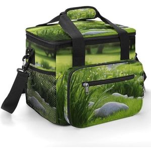 Draagtassen, Lente groen gras bedrukte draagtassen,Duurzame draagtassen,Rits Tote tassen,Camping Tote Bags