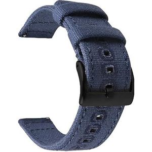 LQXHZ 18mm 20mm 22mm Gevlochten Canvas Band Compatibel Met Samsung Galaxy Watch 3/4 40mm 44mm Classic 46mm 42mm Quick Release Armband (Color : Blue black, Size : 22mm)