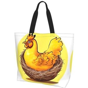 MYGANN Vogelnest Gouden Kip Vrouwen Grote Capaciteit Schouder Waterdichte Boodschappentas Voor Dagelijkse Reizen Gift Bag, Zwart, Eén maat