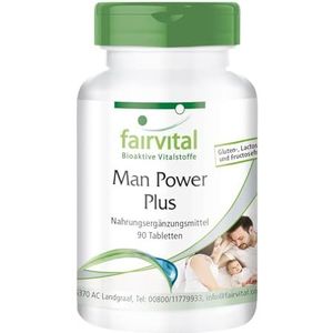 Fairvital Man Power Plus - 90 tabletten - met L-arginine, zink & selenium - op kwaliteit getest en hoog gedoseerd - 100% veganistisch - Made in Germany